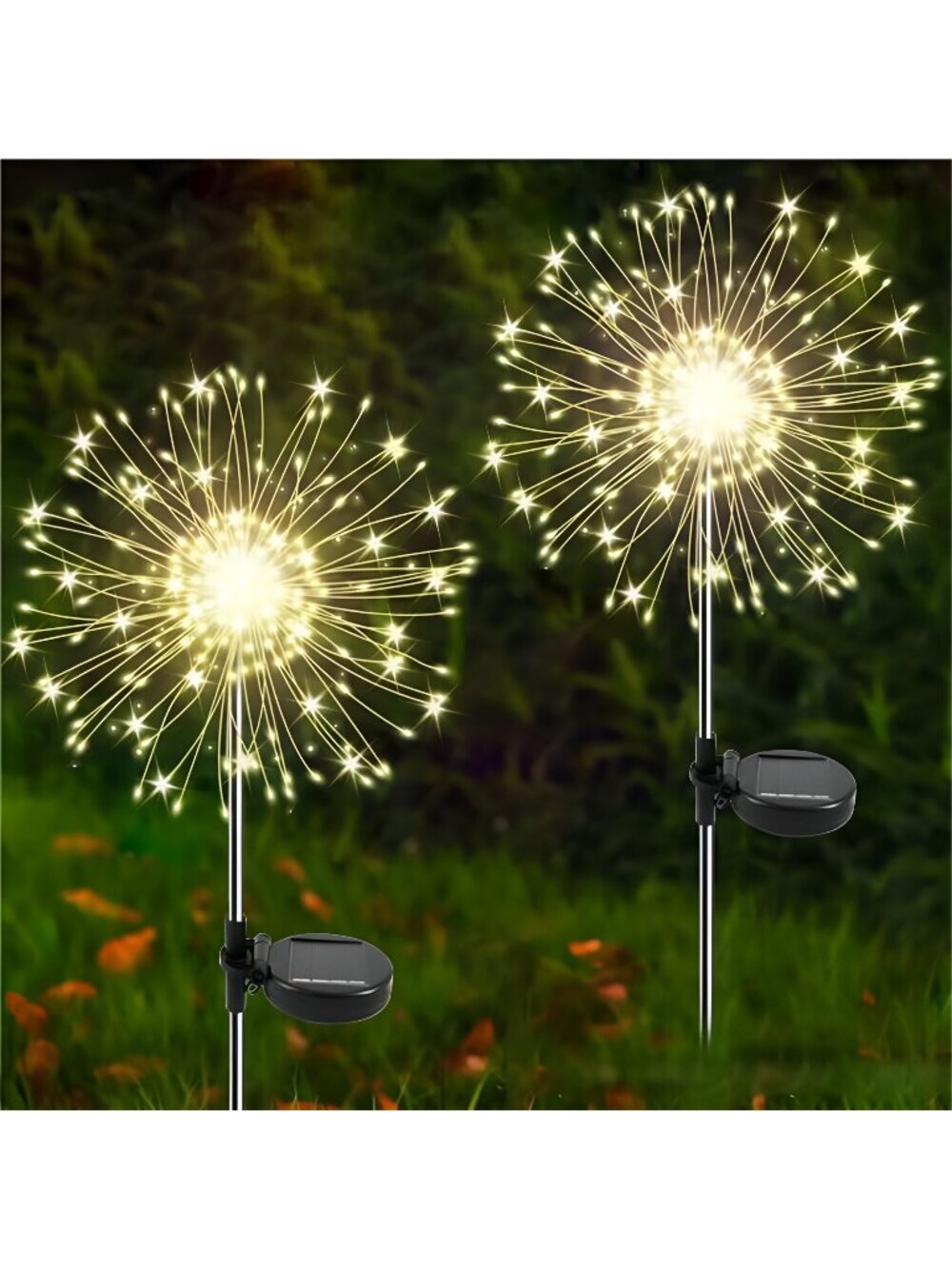 Solar Garden Lights Outdoor, 2 Pack 120 LED Twinkling Firework Lights Decorative